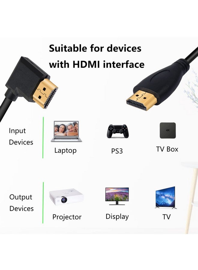 4K Hdmi Cable 1.490 Degrees Angle Hdmi Male To Male Cable 4K@30Hzgoldplated Connectorsupport Arc 3D Ethernetfor Hd Tv Lactop Pcprojectorblack(1M 3.2Ft) (Black Straight To Right)