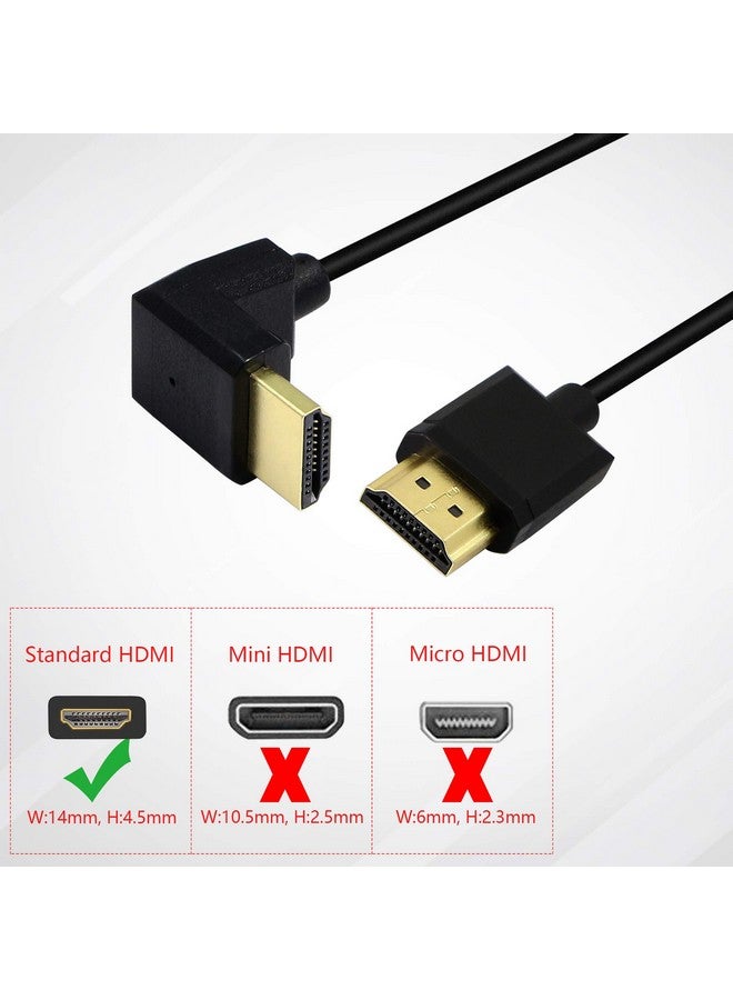 15Cm Hdmi Male To Male Short Cable 90 Degree Downward Angle High Speed Hdmi 2.0 Adapter Connector Cable Support 4K@60Hz Kangping For Raspberry Pi Tablet Camera Etc(Down)