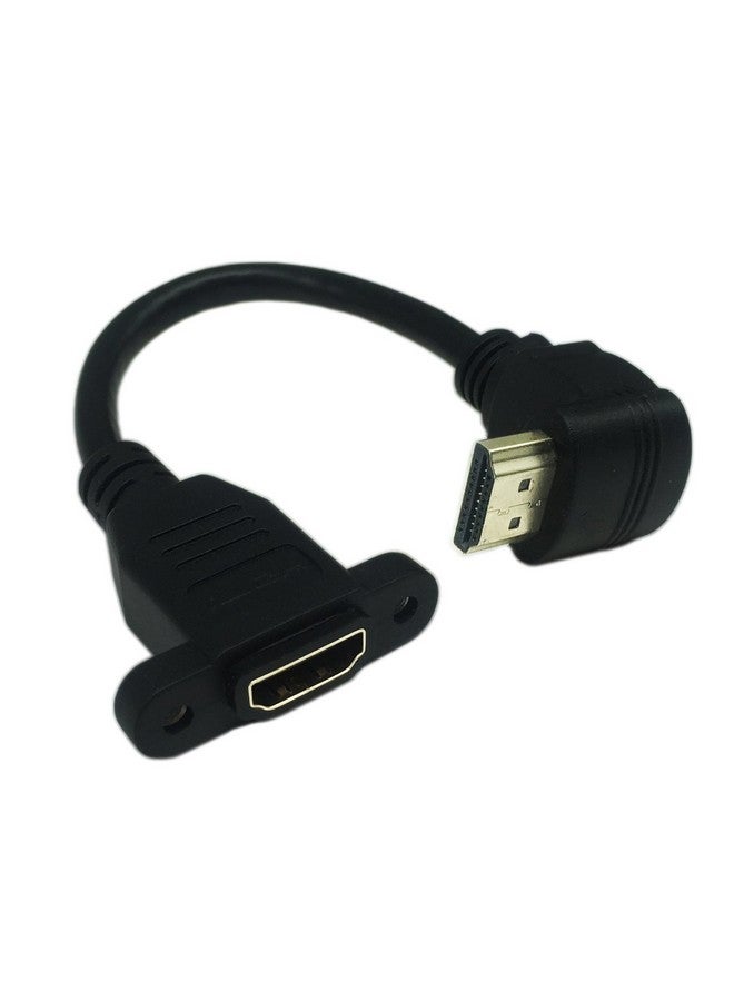15Cm 6Inch High Speed Hdmi 2.0 Up Angle Hdmi 2.0 Male To Female Extension Cable With Screw Hole Panel Mount Support 4K 60Hz Resolution For Blu Ray Player 3D Tv Roku Xbox360 (Black) (U)