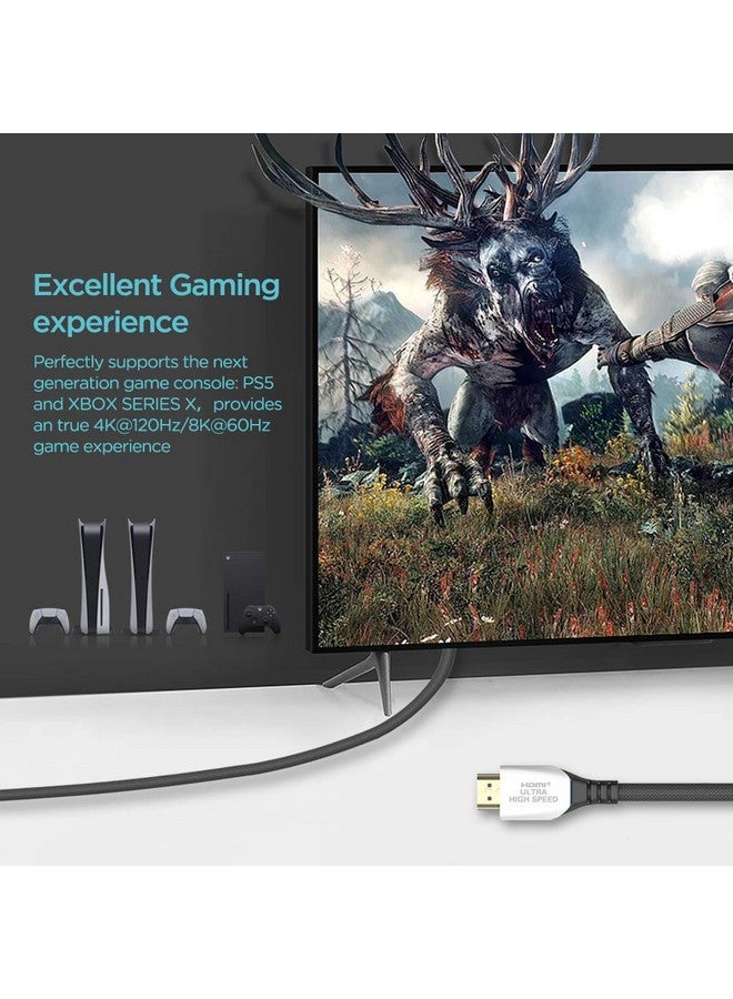 8K Hdmi Cable 3Ft Nylon Braided With Led Indication 48Gbps Ultra Hd High Speed Support 4K@120Hz & 8K@60Hz Compatible With Ps5 Xbox Series X Apple Tvnintendo Switch