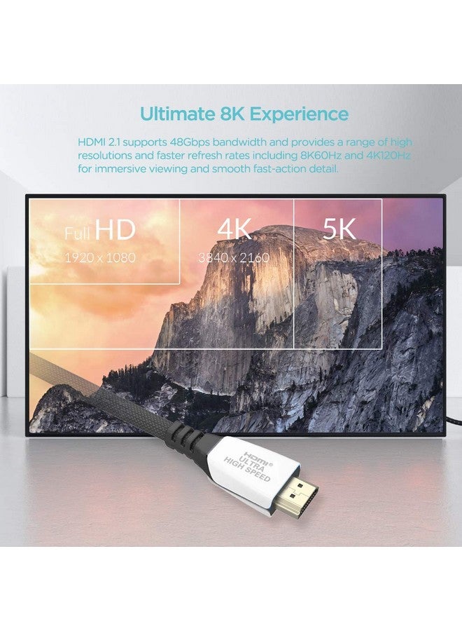 8K Hdmi Cable 3Ft Nylon Braided With Led Indication 48Gbps Ultra Hd High Speed Support 4K@120Hz & 8K@60Hz Compatible With Ps5 Xbox Series X Apple Tvnintendo Switch