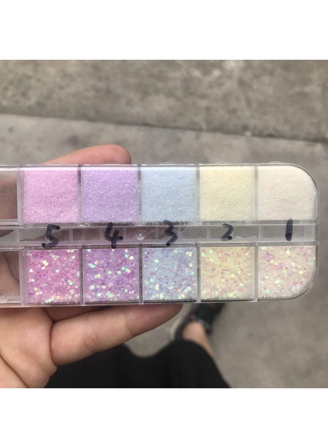 10 Boxes Set Uv Color Changing Powder Glitter Festival Rave Beauty Makeup Face Body Nail Art Decoration Uv 10C