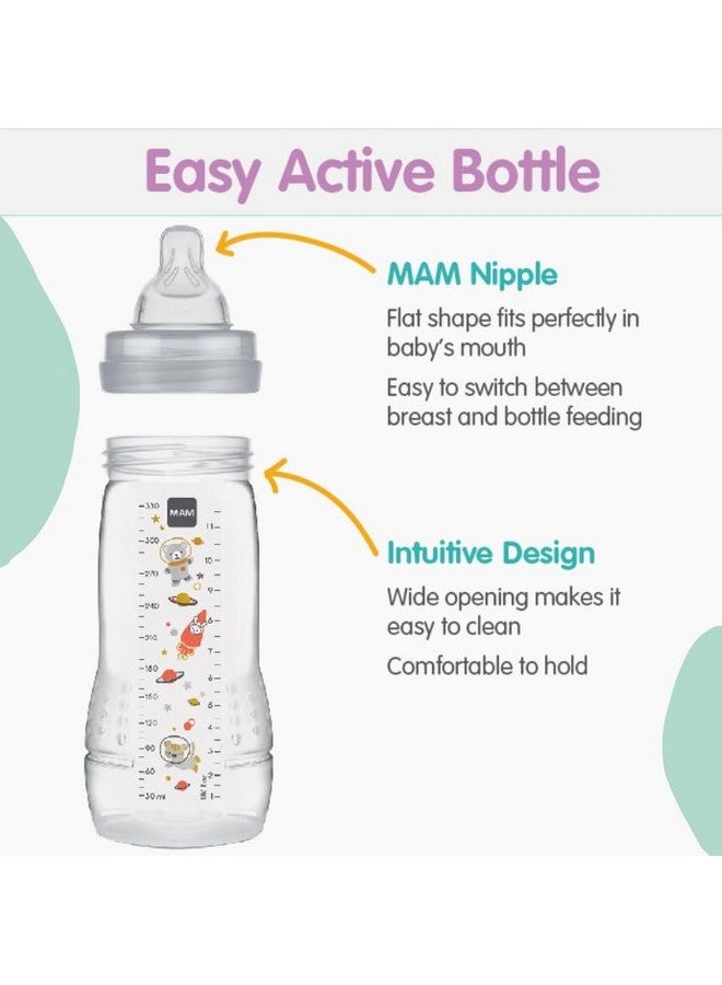 Easy Active Bottle 11 Oz (2Count) Fast Flow Bottles 4+ Month Unisex Gray