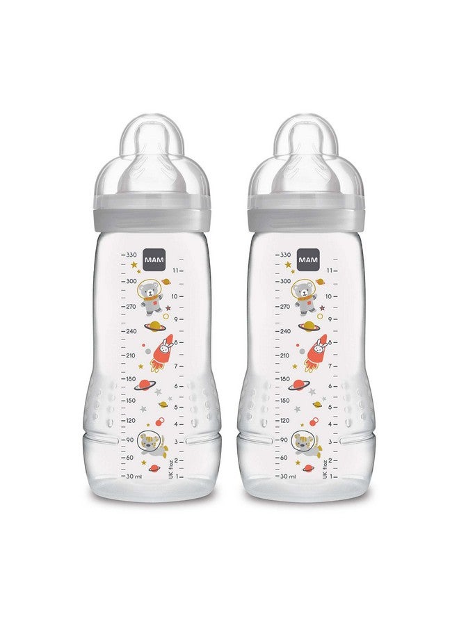 Easy Active Bottle 11 Oz (2Count) Fast Flow Bottles 4+ Month Unisex Gray