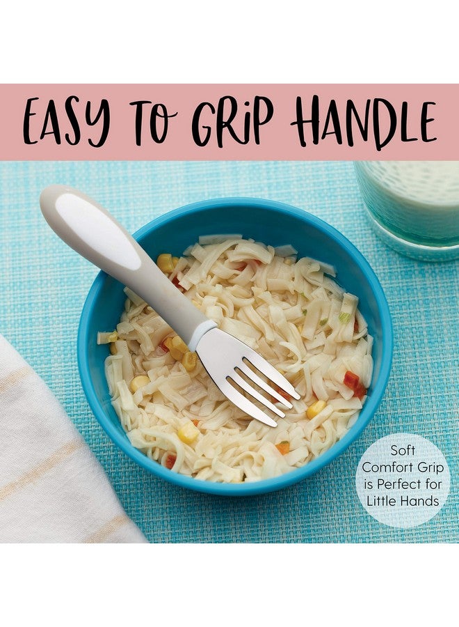 Elr18104 My First Meal Pal Toddler Forks Bpafree And Dishwasher Safe Utensils For Babies And Kids Children'S Flatware For Selffeeding White/Light Grey (3Pack)