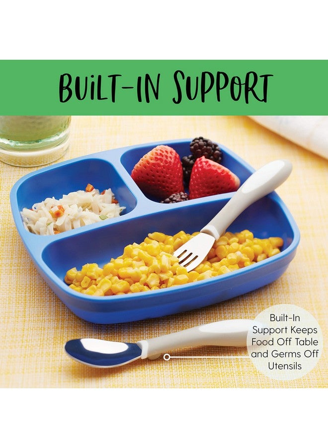 Elr18104 My First Meal Pal Toddler Forks Bpafree And Dishwasher Safe Utensils For Babies And Kids Children'S Flatware For Selffeeding White/Light Grey (3Pack)