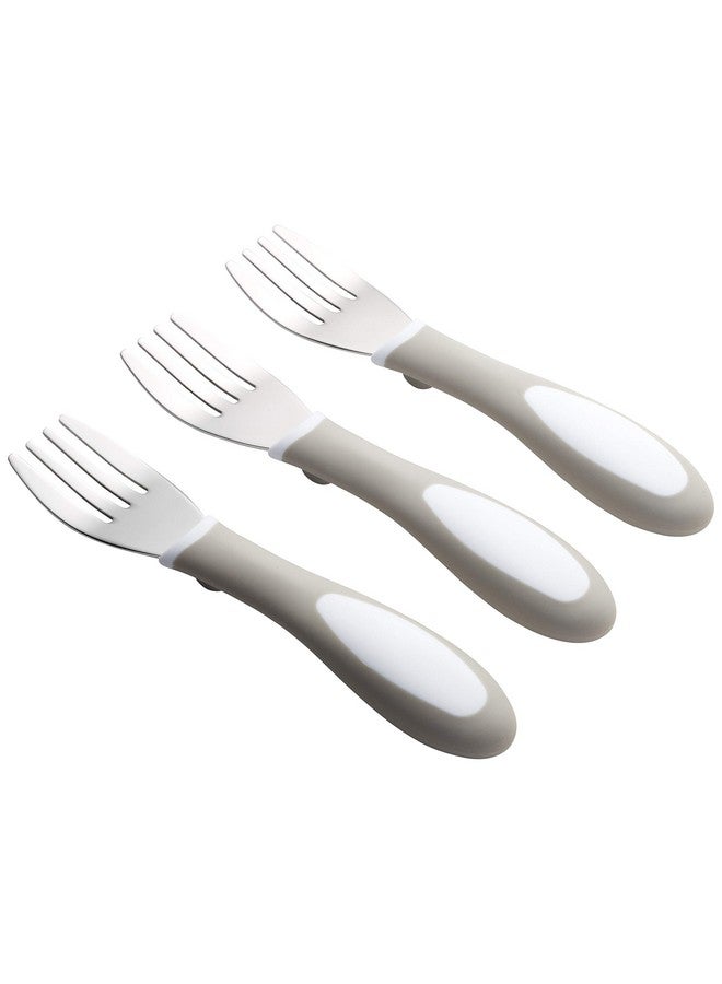 Elr18104 My First Meal Pal Toddler Forks Bpafree And Dishwasher Safe Utensils For Babies And Kids Children'S Flatware For Selffeeding White/Light Grey (3Pack)
