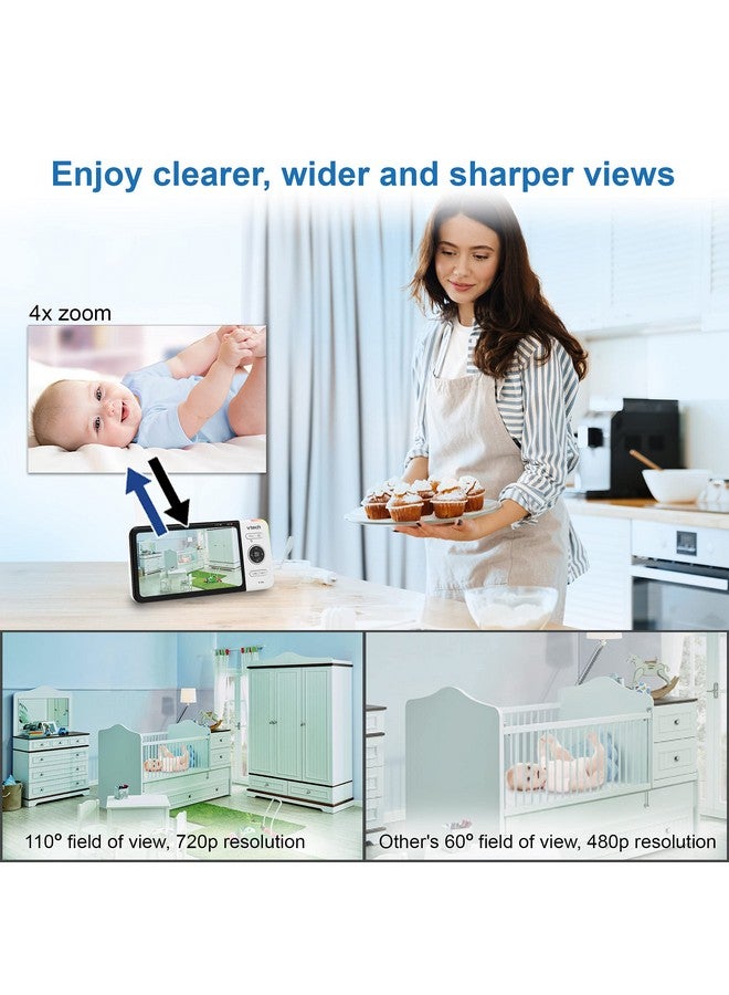 Vm818Hd Video Monitor 5Inch 720P Hd Display Night Light 110Degree Wideangle Truecolor Dayvision Hd No Glare Nightvision Bestinclass 1000Ft Range 2Way Talk