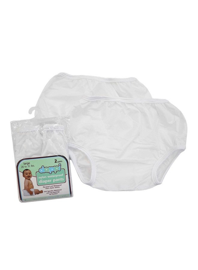 Waterproof 100% Nylon Diaper Pants White Large Fits 2631 Pounds (2 Count)