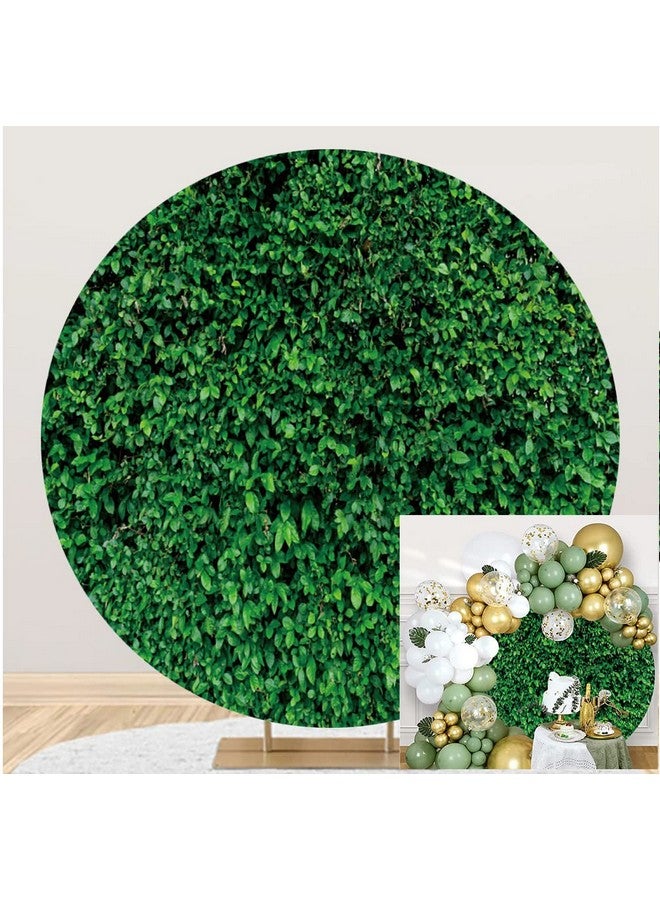 Green Leaves Round Backdrop Cover 6.5Ft Grass Backdrop Greenery Circle Backdrop Stand Cover Safari Baby Shower Gender Reveal Bridal Shower Wedding Anniversary Party Supplies Photo Booth