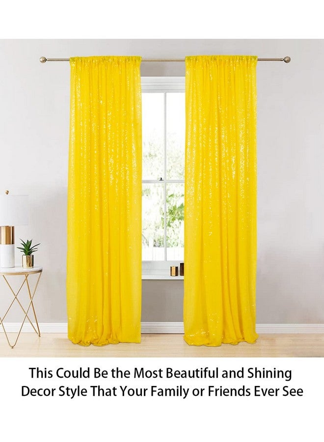Sparkle Backdrop Curtain Yellow 2 Panels Set Sequin Photo Backdrop 2Ftx8Ft Sequin Backdrop Curtain Pack Of 21220S