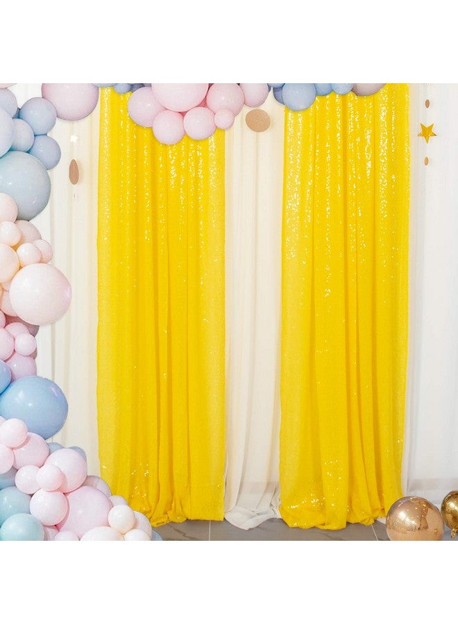 Sparkle Backdrop Curtain Yellow 2 Panels Set Sequin Photo Backdrop 2Ftx8Ft Sequin Backdrop Curtain Pack Of 21220S