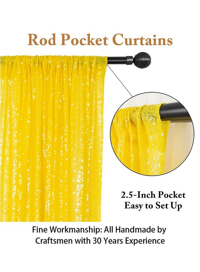 Sparkle Backdrop Curtain Yellow 2 Panels Set Sequin Photo Backdrop 2Ftx8Ft Sequin Backdrop Curtain Pack Of 21220S