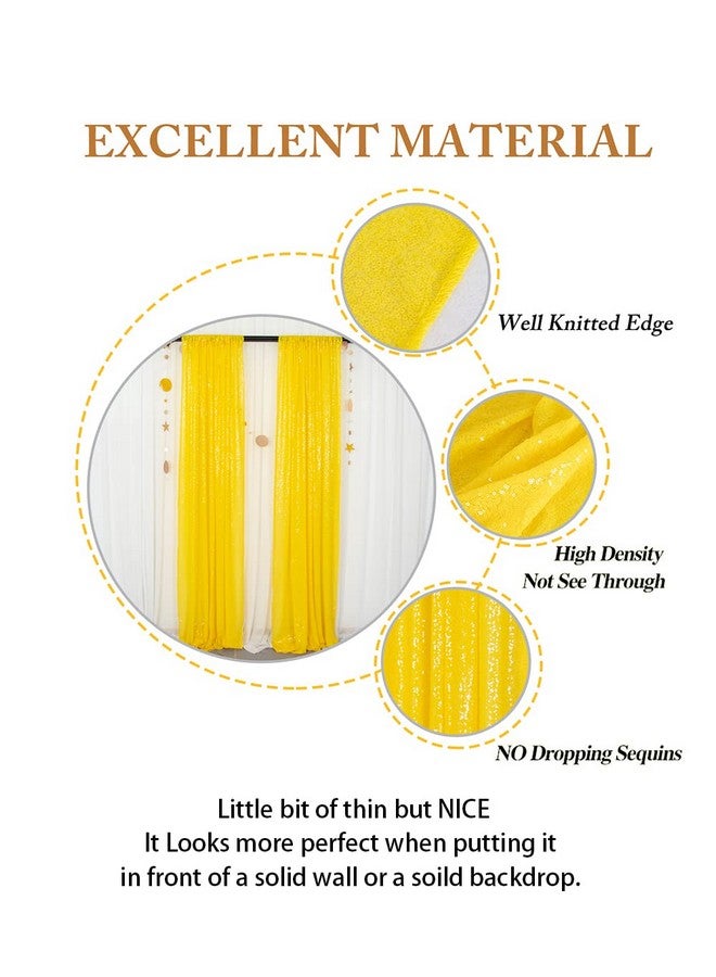Sparkle Backdrop Curtain Yellow 2 Panels Set Sequin Photo Backdrop 2Ftx8Ft Sequin Backdrop Curtain Pack Of 21220S