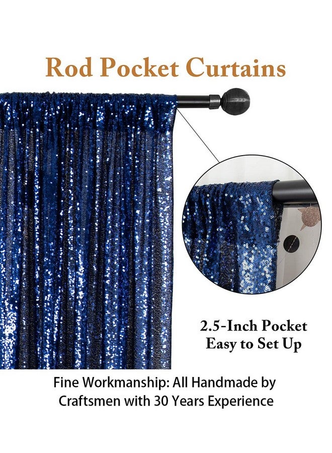 Sparkle Backdrop Curtain Navy Blue 2 Panels Set Sequin Photo Backdrop 2Ftx8Ft Sequin Backdrop Curtain Pack Of 21220S