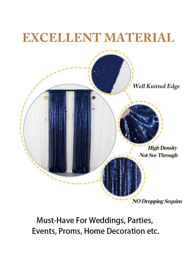 Sparkle Backdrop Curtain Navy Blue 2 Panels Set Sequin Photo Backdrop 2Ftx8Ft Sequin Backdrop Curtain Pack Of 21220S