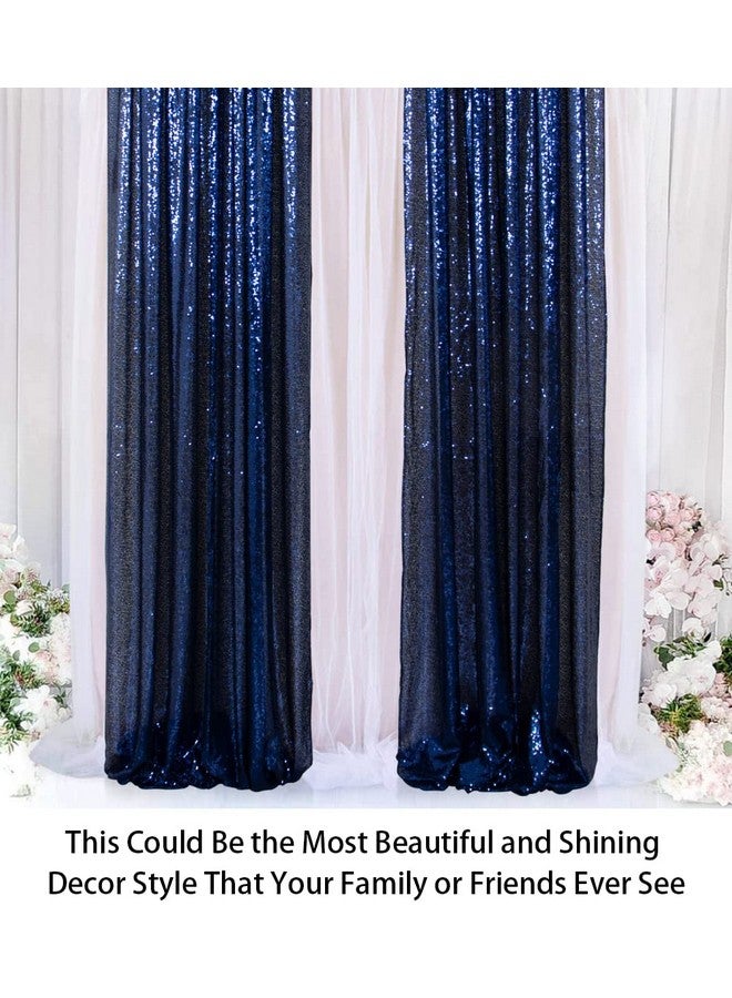 Sparkle Backdrop Curtain Navy Blue 2 Panels Set Sequin Photo Backdrop 2Ftx8Ft Sequin Backdrop Curtain Pack Of 21220S