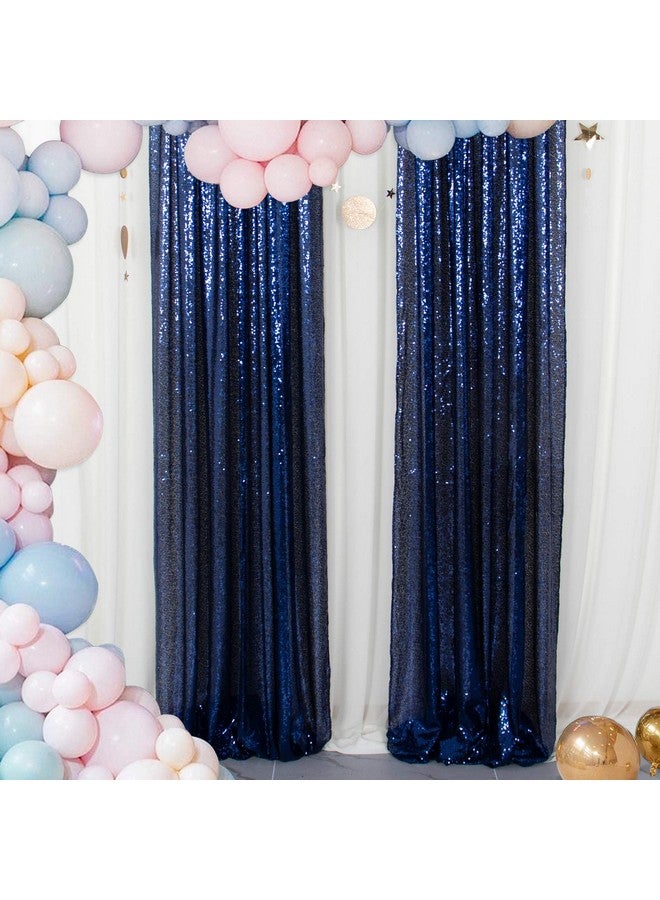 Sparkle Backdrop Curtain Navy Blue 2 Panels Set Sequin Photo Backdrop 2Ftx8Ft Sequin Backdrop Curtain Pack Of 21220S