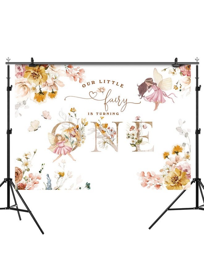 Floral Fairy 1St Birthday Backdrop For Photography Flowers Fairy Tale Tea Wonderland Princess Girl Happy First Birthday Party Background Decoration Banner Supplies Photo Booth Props 7X5Ft