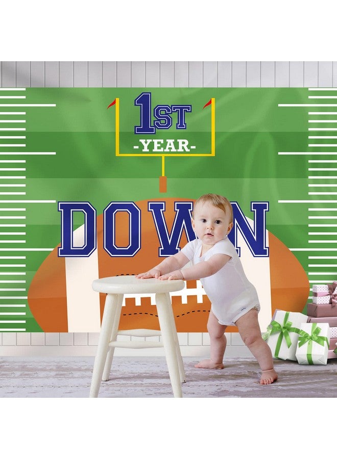 Football Themed 1St Birthday Backdrop Happy Birthday Party Decorations Boy First Year Down Photography Background For First Birthday Newborn Kids Banner Supplies Photo Booth Props 7X5Ft