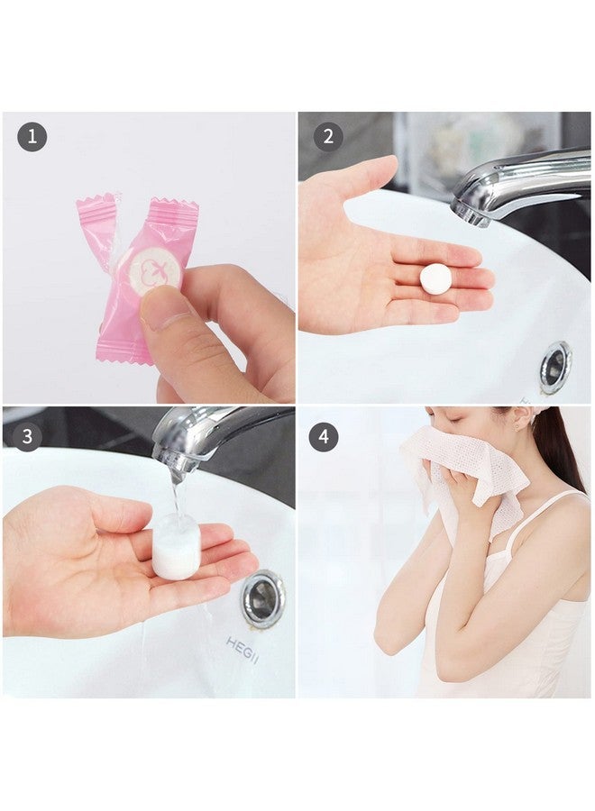 Lassycoo Compressed Towel 100 Pcs Mini Tablets Disposable Portable Face Towel Cotton Coin Tissue For Travel Camping Hiking Sport Beauty Salon Home Hand Wipes And Other Outdoor Activities Pink