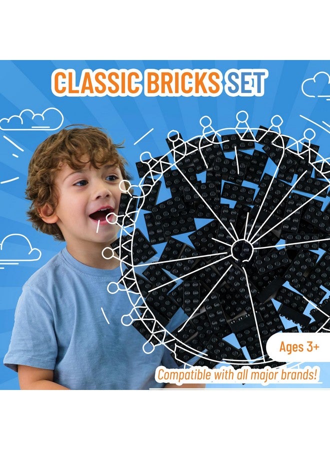 Classic Bricks Starter Kit Black 96 Pieces 2X4 Inches Building Creative Play Set For Ages 3 And Up 100% Compatible With All Major Brick Brands
