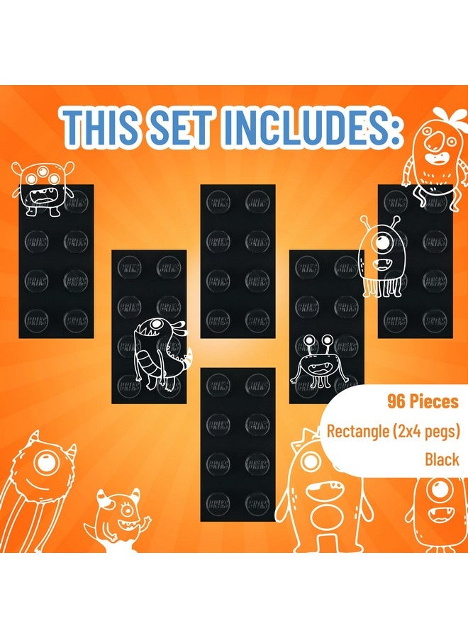 Classic Bricks Starter Kit Black 96 Pieces 2X4 Inches Building Creative Play Set For Ages 3 And Up 100% Compatible With All Major Brick Brands