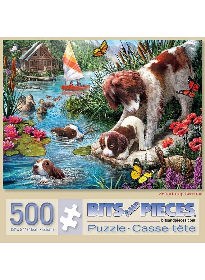 Value Set Of Two (2) 500 Piece Jigsaw Puzzles For Adults Cat Nap Puppy Swimming Each Puzzle Measures 18