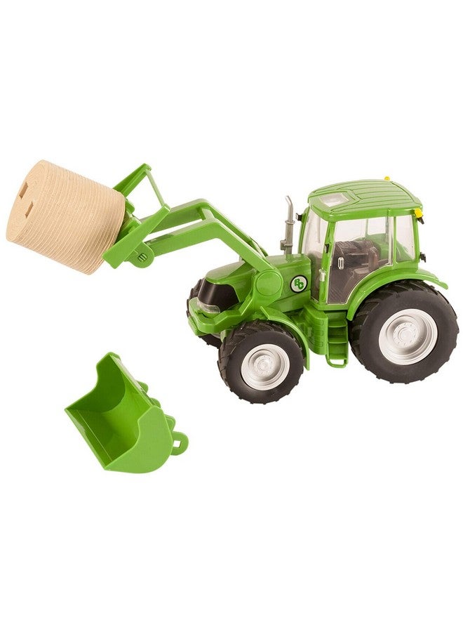 Tractor & Implements 1:20 Scale Toy Tractor With Hay Bale And Bucket Attachment Working Doors Green Ages 3 And Up…