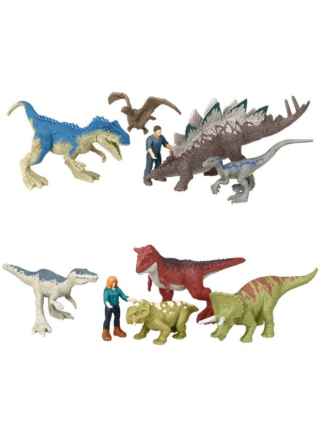 Jurassic World Toys Dominion Carnotaurus Clash Pack 5 Mini Toys Including 1 Human Figure & 4 Dinosaurs In Truckthemed Package