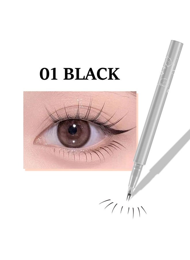 2Pcs Double Tip Lower Eyelash Pencil, Natural Lower Eyelashes Liquid Pen, Waterproof Liquid Eyeliner 0.01 Mm Double Tip Lower Lash Pen, Smudge Proof, Long Wearing With Ultrafine Tip(Brown+Black)