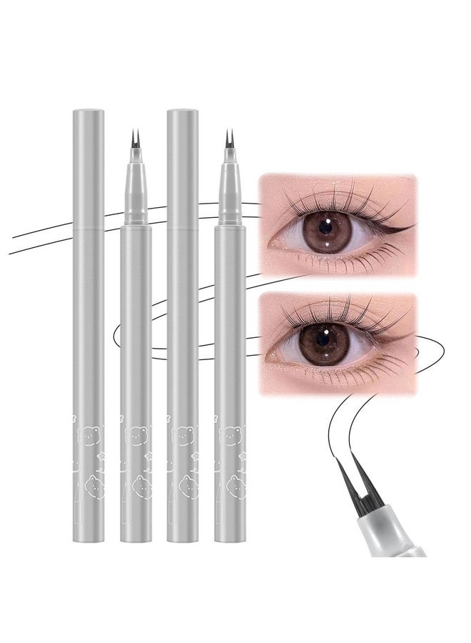 2Pcs Double Tip Lower Eyelash Pencil, Natural Lower Eyelashes Liquid Pen, Waterproof Liquid Eyeliner 0.01 Mm Double Tip Lower Lash Pen, Smudge Proof, Long Wearing With Ultrafine Tip(Brown+Black)