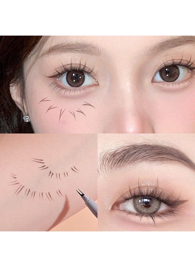 2Pcs Double Tip Lower Eyelash Pencil, Natural Lower Eyelashes Liquid Pen, Waterproof Liquid Eyeliner 0.01 Mm Double Tip Lower Lash Pen, Smudge Proof, Long Wearing With Ultrafine Tip(Brown+Black)