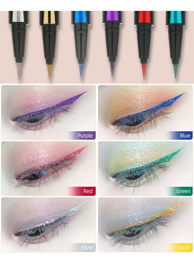 Gold Glitter Eyeliner Liquid Liner, 1Pcs Gold Metallic Pearlescent Shimmer Sparkling Eye Liner Waterline Eyeshadow Pen, Long Lasting High Pigmented Waterproof Smudgeproof Eyeliner Pencil For Women
