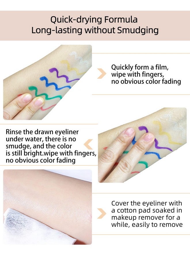 Gold Glitter Eyeliner Liquid Liner, 1Pcs Gold Metallic Pearlescent Shimmer Sparkling Eye Liner Waterline Eyeshadow Pen, Long Lasting High Pigmented Waterproof Smudgeproof Eyeliner Pencil For Women