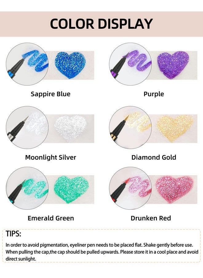 Gold Glitter Eyeliner Liquid Liner, 1Pcs Gold Metallic Pearlescent Shimmer Sparkling Eye Liner Waterline Eyeshadow Pen, Long Lasting High Pigmented Waterproof Smudgeproof Eyeliner Pencil For Women