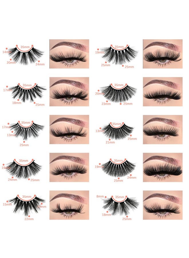 Wholesale 25Mm Faux Mink Lashes, 50 Pairs 10 Styles, Bulk Long Dramatic 6D Fake Eyelashes Strip Volume Lashes, Synthetic False Eyelashes