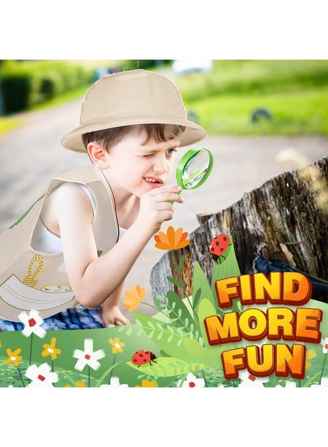 48 Pieces Kids Explorer Costume Toy Set Include 8 Safari Vest Plastic Hats Tote Bag Compass Whistle Magnifying Glass For Outdoor Activities Jungle Halloween Birthday Party Supplies