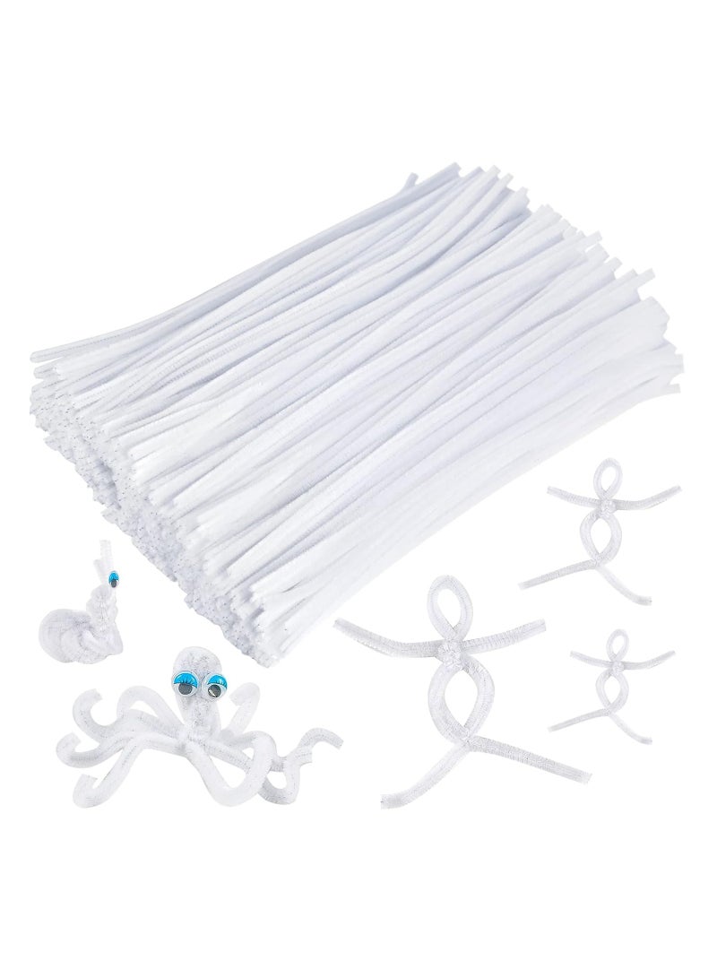 200 PCS Pipe Cleaners Chenille Stem, Bump Chenille Stems Pipe Cleaner, White Pipe Cleaners Crafts Supplies for DIY Arts Crafts Decorations (White)