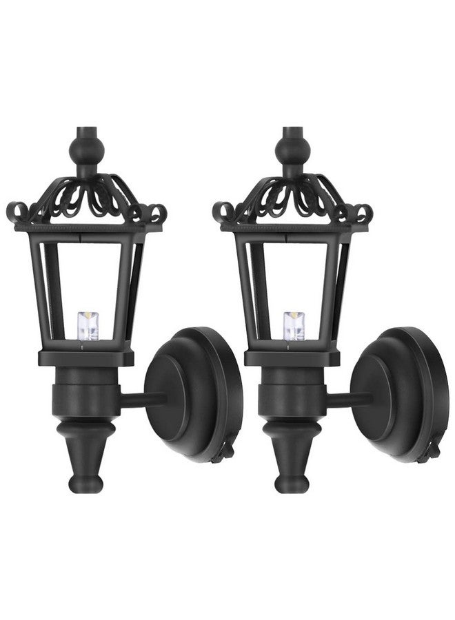 2Pcs Dollhouse Led Wall Sconces 1: 12 Scale Wall Lamp Simulation Miniature Furnitures For Diy Dollhouse Living Room Mini Toy Wall Lamp Models Black