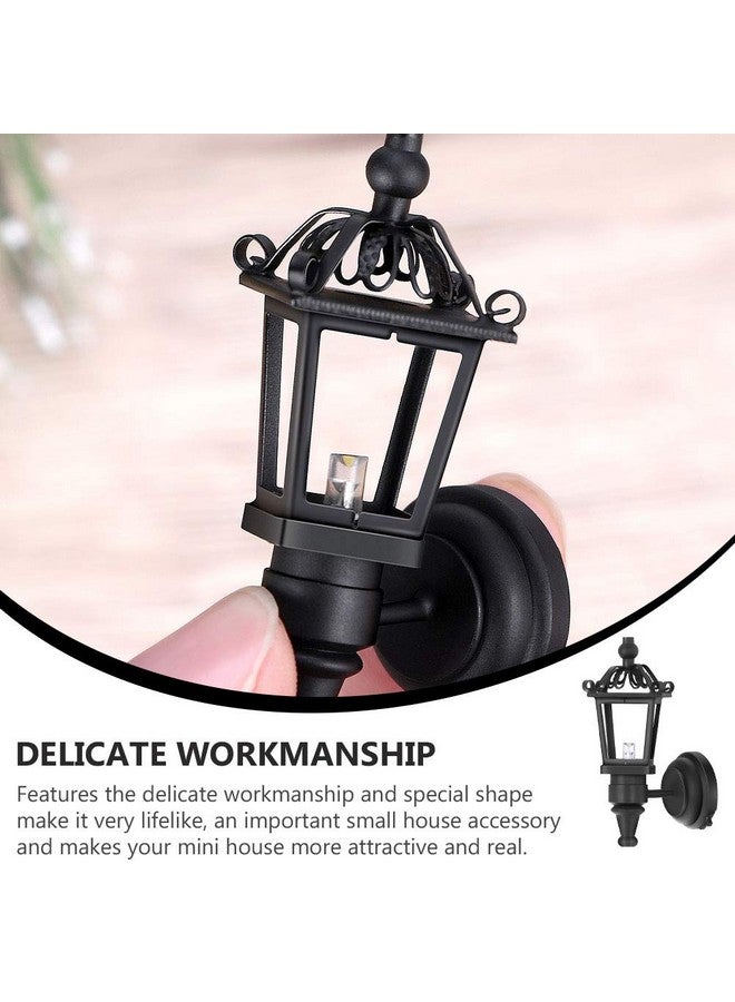 2Pcs Dollhouse Led Wall Sconces 1: 12 Scale Wall Lamp Simulation Miniature Furnitures For Diy Dollhouse Living Room Mini Toy Wall Lamp Models Black