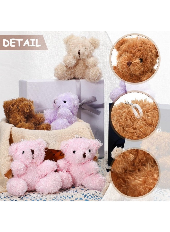 6 Pieces Mini Bear Plush Stuffed 4 Inch Small Bear Bulk Animal Toys For Baby Shower Party Favors Tiny Soft Bear Doll Gifts For Graduation Keychain Bag Charm Supplies (Brown Apricot)