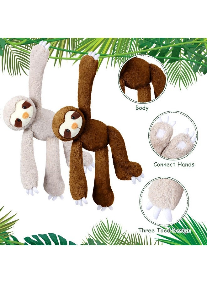 8 Pcs Hanging Sloth Stuffed Animal 18 Inch Three Toed Sloth Plush Toy With Hook And Loop Hands Hanging Sloth Toy For Boy Girl (Dark Brown Gray)