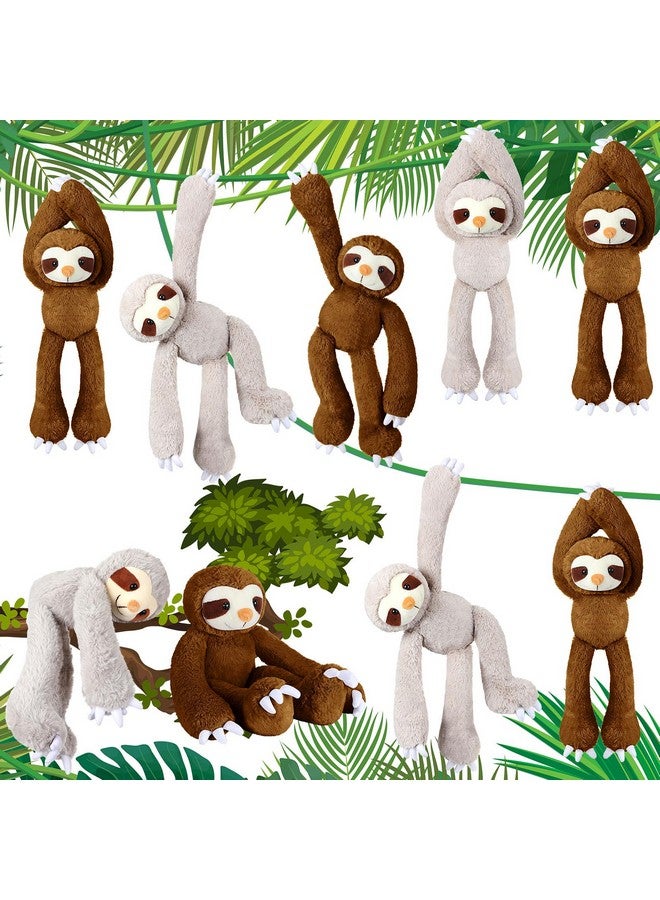 8 Pcs Hanging Sloth Stuffed Animal 18 Inch Three Toed Sloth Plush Toy With Hook And Loop Hands Hanging Sloth Toy For Boy Girl (Dark Brown Gray)