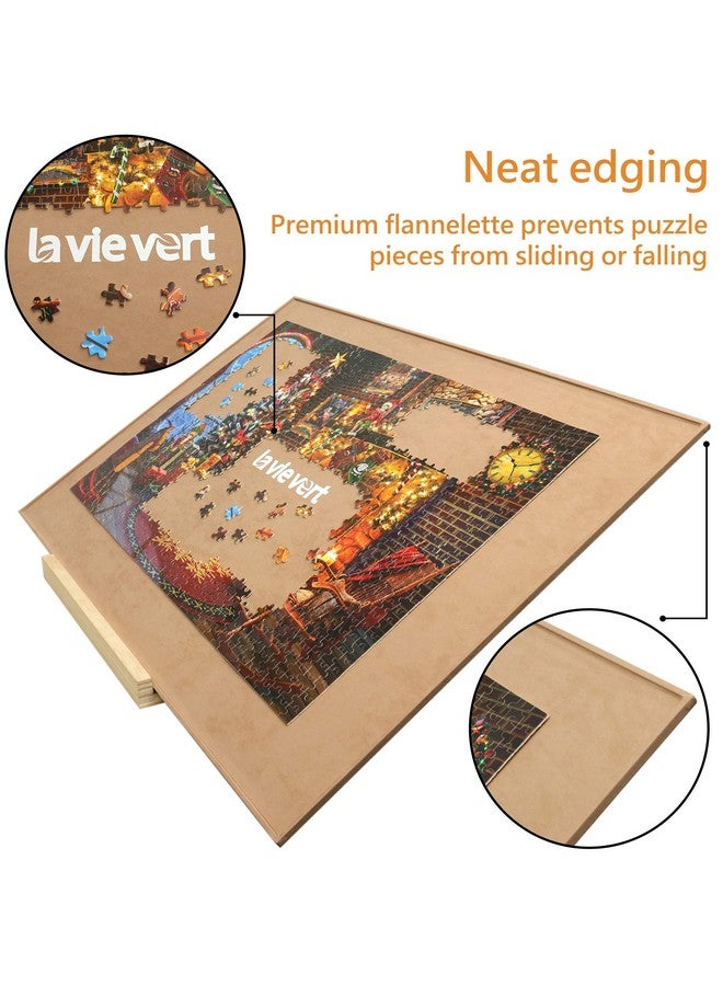 Wooden Jigsaw Puzzle Board Portable Puzzle Plateau For Puzzle Storage Puzzle Saver Nonslip Surface Fits Up To 1500 Pieces Khaki