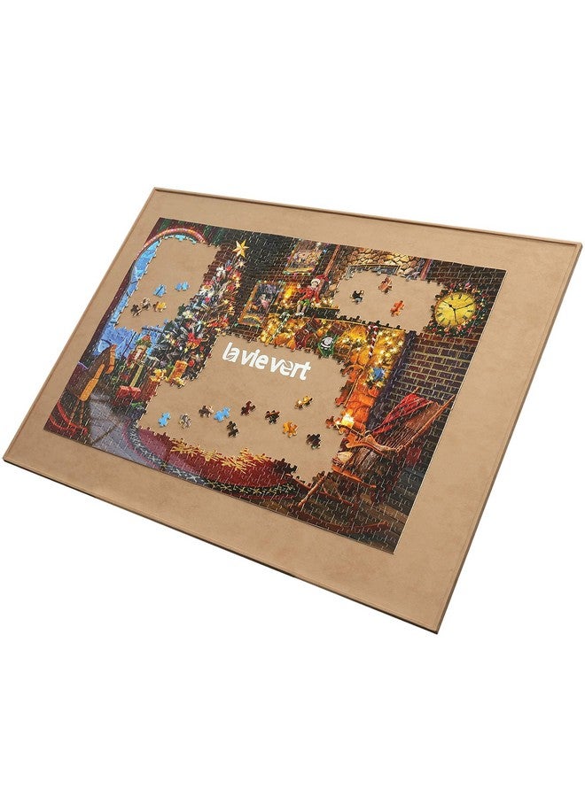 Wooden Jigsaw Puzzle Board Portable Puzzle Plateau For Puzzle Storage Puzzle Saver Nonslip Surface Fits Up To 1500 Pieces Khaki
