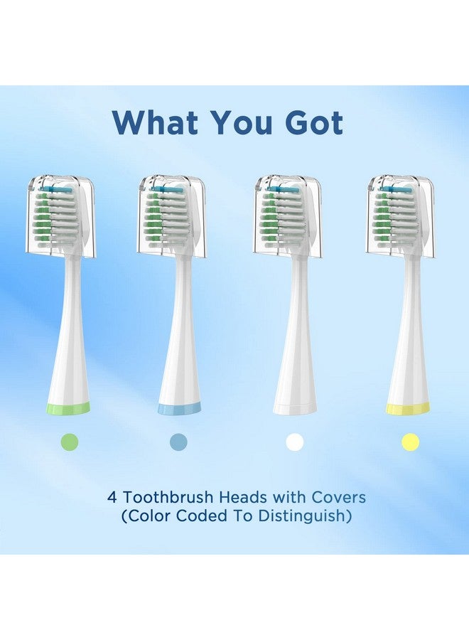 Replacement Toothbrush Heads For Water Pik Complete Care 5.0/9.0 (Cc01/Wp861) With Covers 4 Count White
