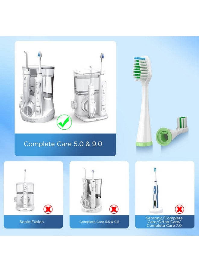 Replacement Toothbrush Heads For Water Pik Complete Care 5.0/9.0 (Cc01/Wp861) With Covers 4 Count White
