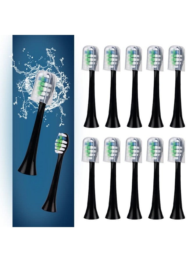 12 Pack Replacement Toothbrush Heads Compatible With Fairywill P11 T9 Electric Toothbrush W Shape Bristle Designed Soft And Sanitary For Model P11 T9 Toothbrushes (Black)