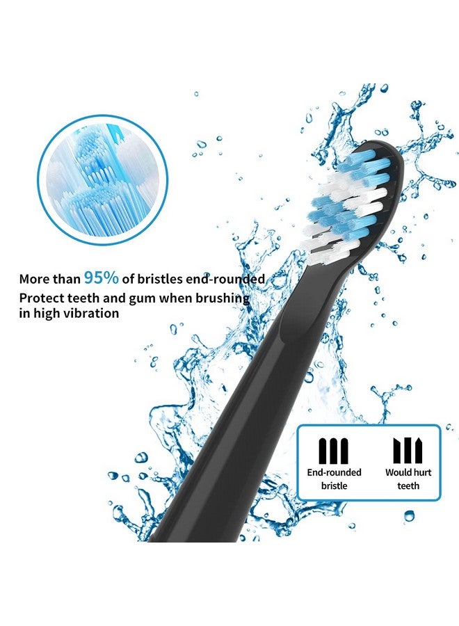 Replacement Toothbrush Heads Compatible With Fairywill Electric Toothbrush Model Fw507/Fw508/2011/959/917/551 D1/D3/D7/D8 W Shape Design Planted With Nylon Bristle (6 Pack Black)